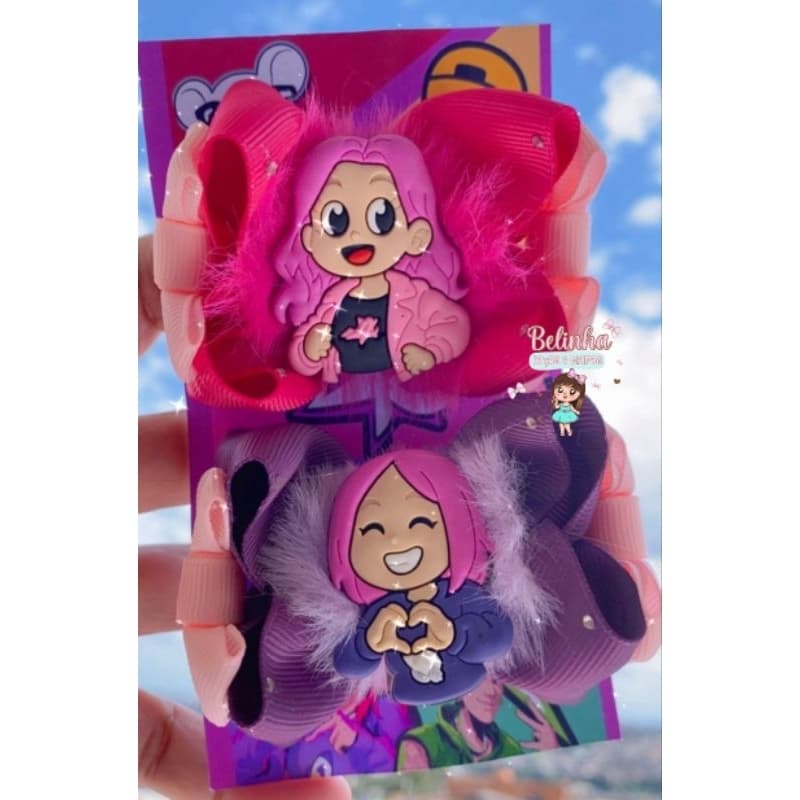 Par de Laço Infantil Emilly Vick e Katelin dos Rosas | Laço Luxo para Bebê e Menina | Acessório Temático Festa e Foto