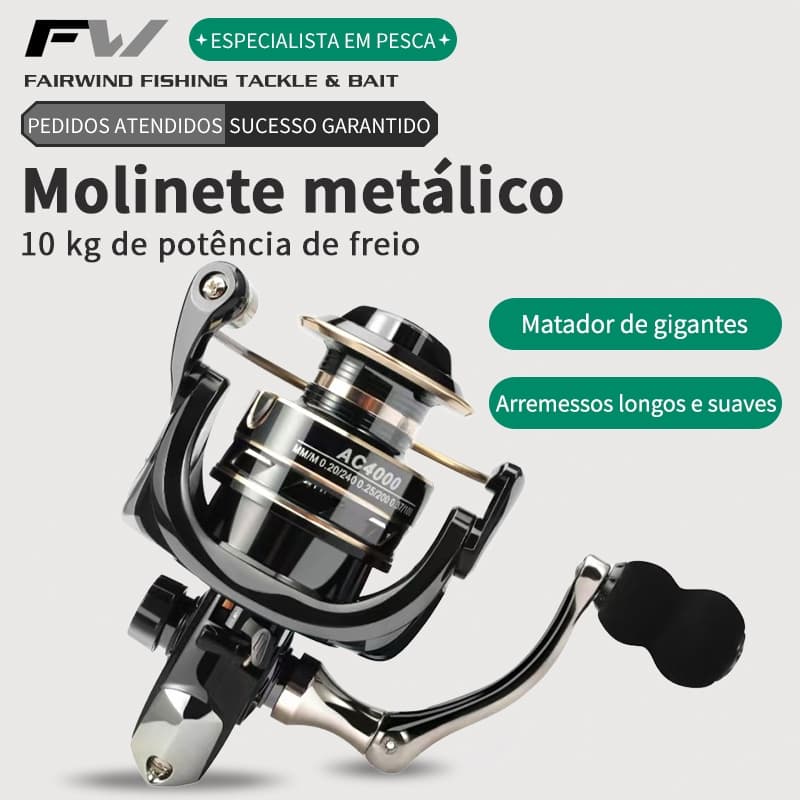 FW AC Carretel de Pesca Metálico - Molinete para Pesca Marítima com Rolamento Suave