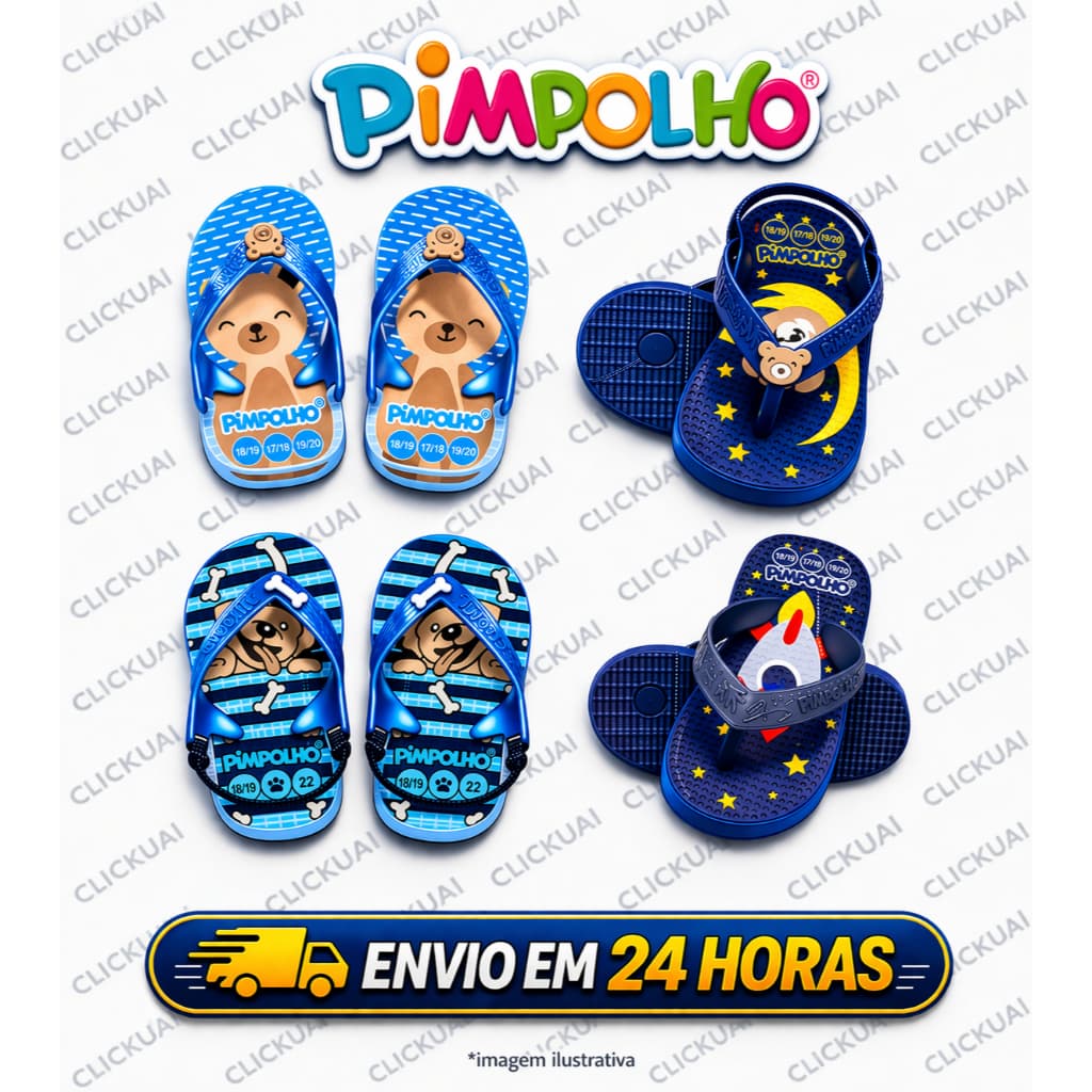 Chinelo infantil bebê criança menino com elástico pimpolho masculino