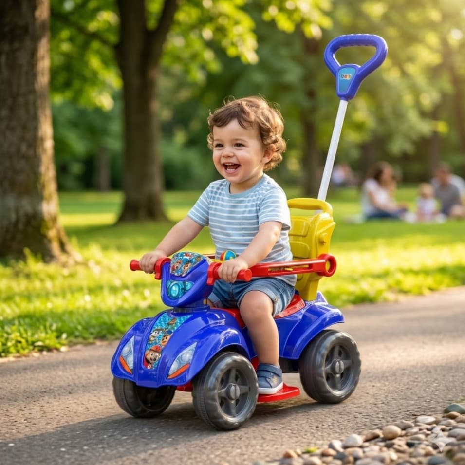 Quadriciclo Infantil Azul Veículo Passeio Criança Estilo Seguro Diversão