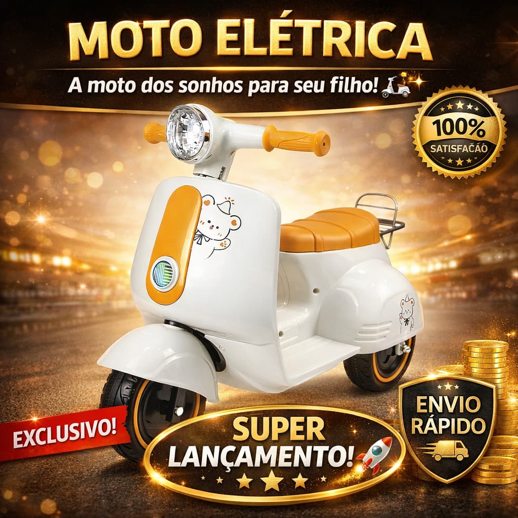 Moto Elétrica Infantil Luz Som Diversão 2 Rodas Acelerador Pé Frente Ré Bateria Recarregável