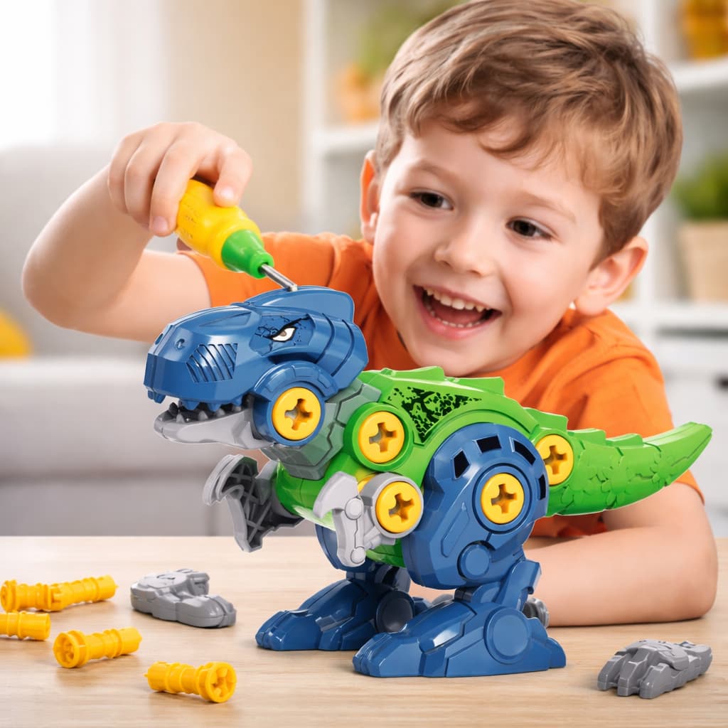 Dinossauro de Montar Infantil Menino + Chave Parafusos Brinquedo Educativo Criança