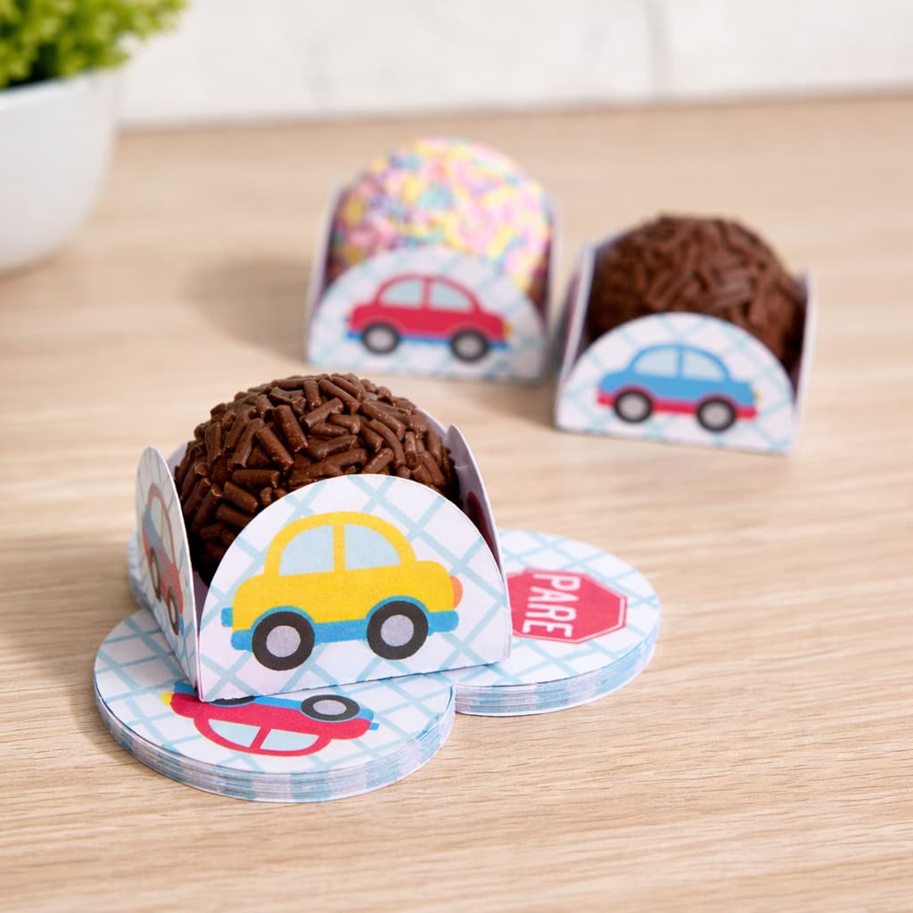 Forminhas para doces carros Carrinhos Meios de Transporte Brigadeiro Beijinho