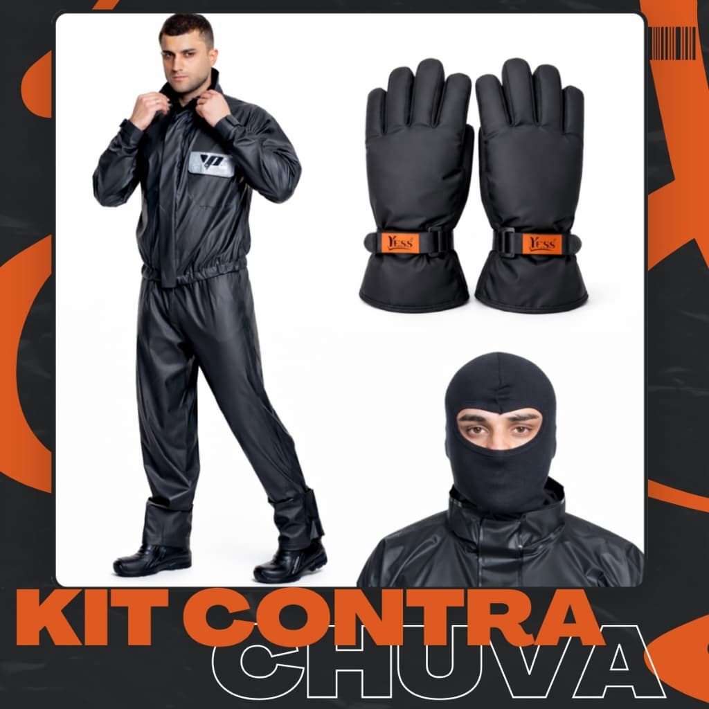 Kit Capa De Chuva Luva Impermeável Balaclava Motoqueiro Motoboy Moto