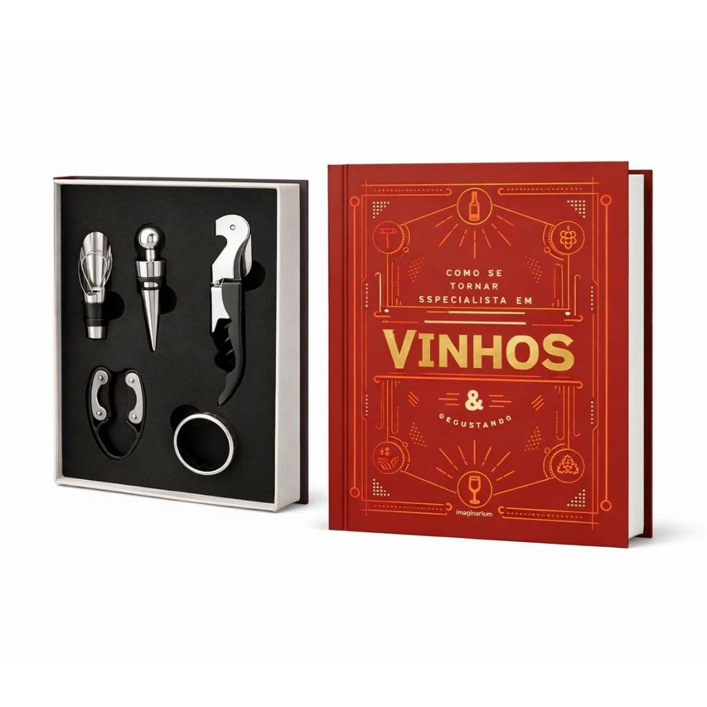 Kit Vinho Completo com Estojo em Formato de Livro – Elegância e Sofisticação
