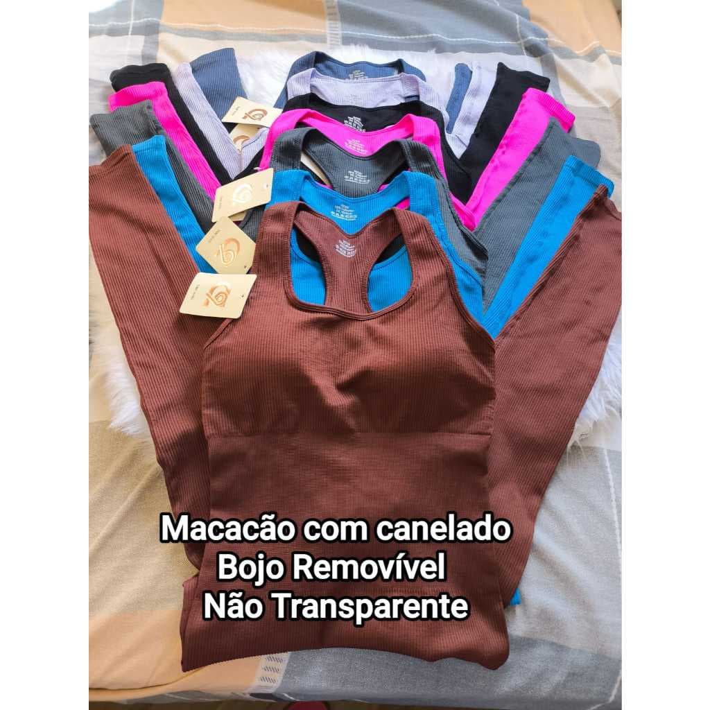 Macacão Fitness Feminino Várias Cores Bojo Removível Não Transparente Alta Compressão Academia-Cod:B40