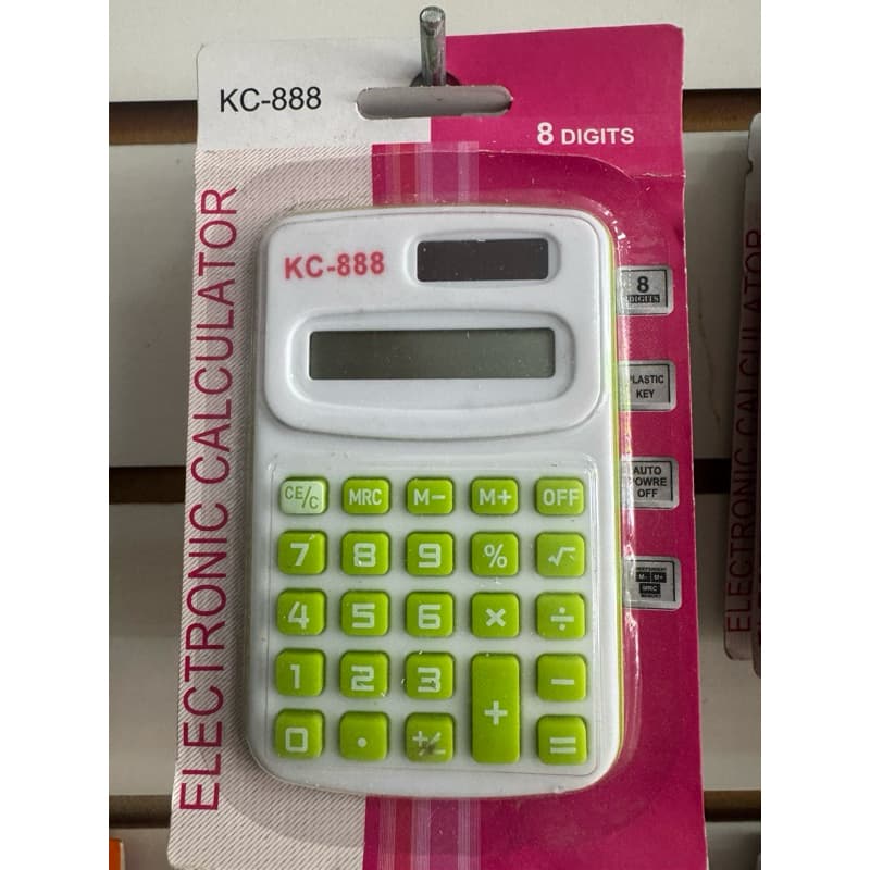 calculadora eletrônica portátil com visor de 8 dígitos, modelo KC-888. 2 unidades por 10,00