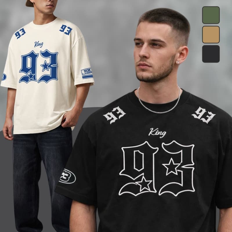 Camiseta Masculina Oversized Estampa King93 Streetwear Gola canelada 100% Algodão Premium
