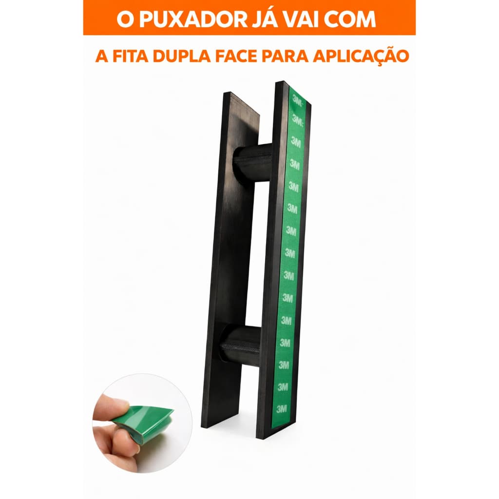 Puxador Duplo Preto BRILHANTE Para Porta De Vidro Sem Furo (NOVIDADE E INOVAÇÃO)