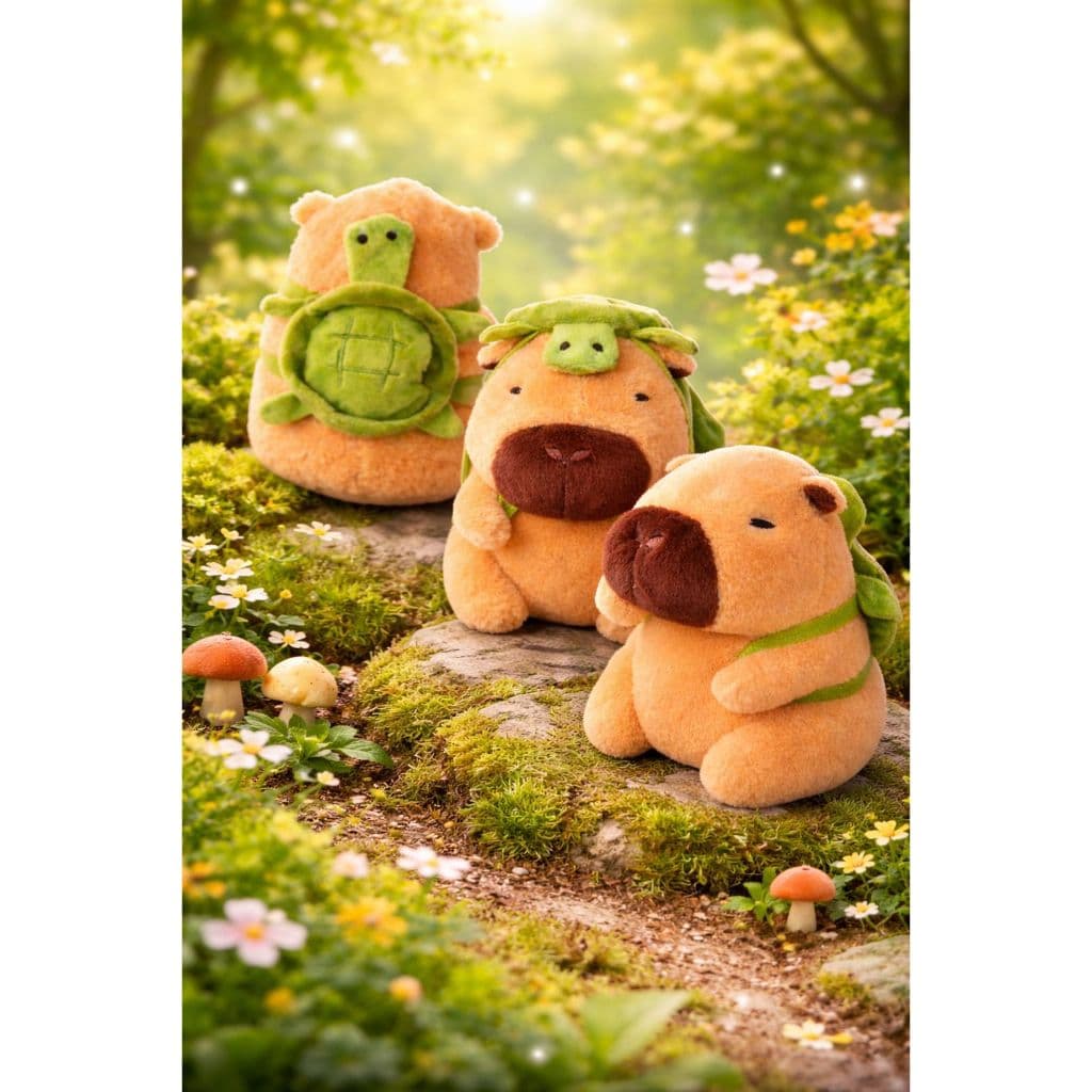 Brinquedo Pelúcia Capivara Fofa Filó Mochila Tartaruga 20cm Clara Cáqui Presente Criativo Menino Menina Decoração Quarto