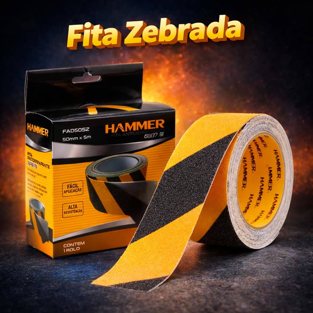 Fita Antiderrapante Zebrada Para Piso Escada 50mm X 5 Metros Super Fix