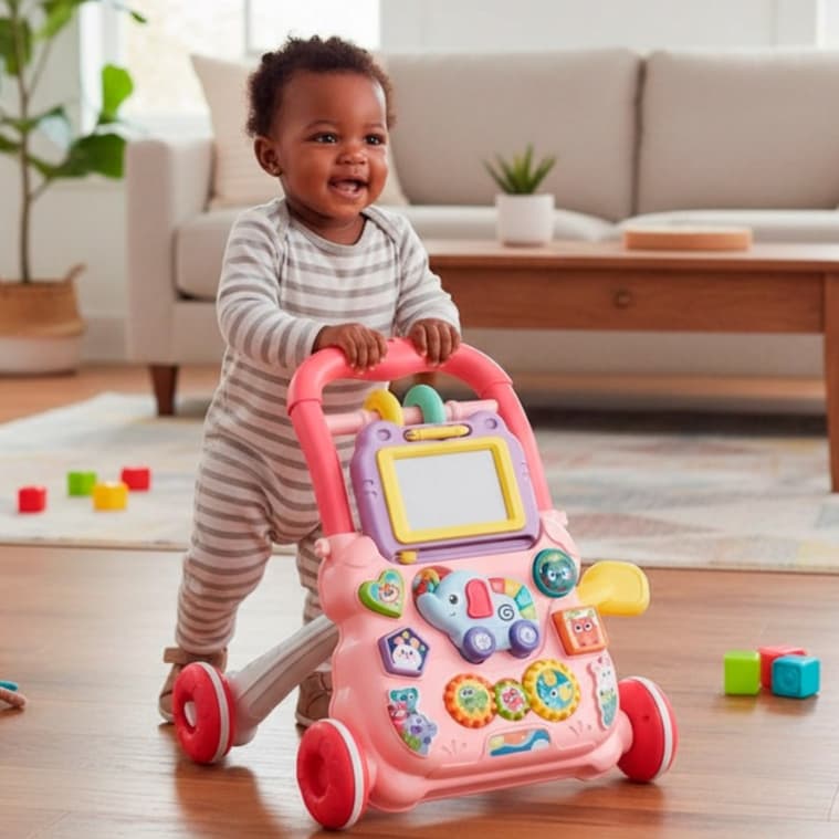 Andador Infantil de Empurrar para Bebê com Atividades Educativas Musical Didático Menino e Menina
