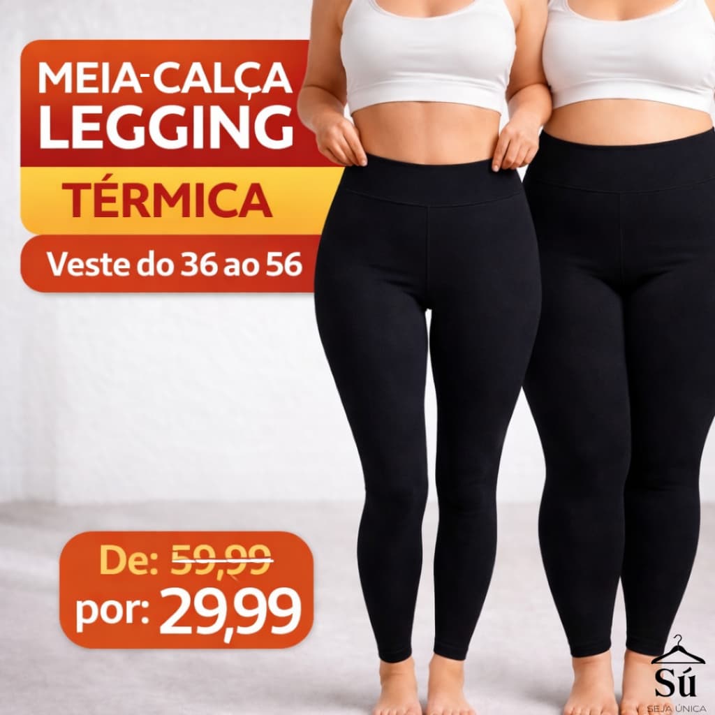 Meia Térmica Premium Padrão e Plus Size Peluciada Grossa Cintura Alta Modeladora Não Desce Não Marca