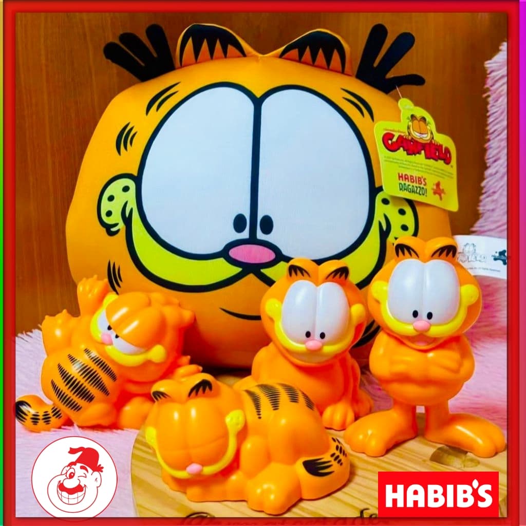 Luminárias Garfield  + 10 ADESIVOS PARA DIVERTIR /Coleção Brindes Temáticas Habib's (2026)