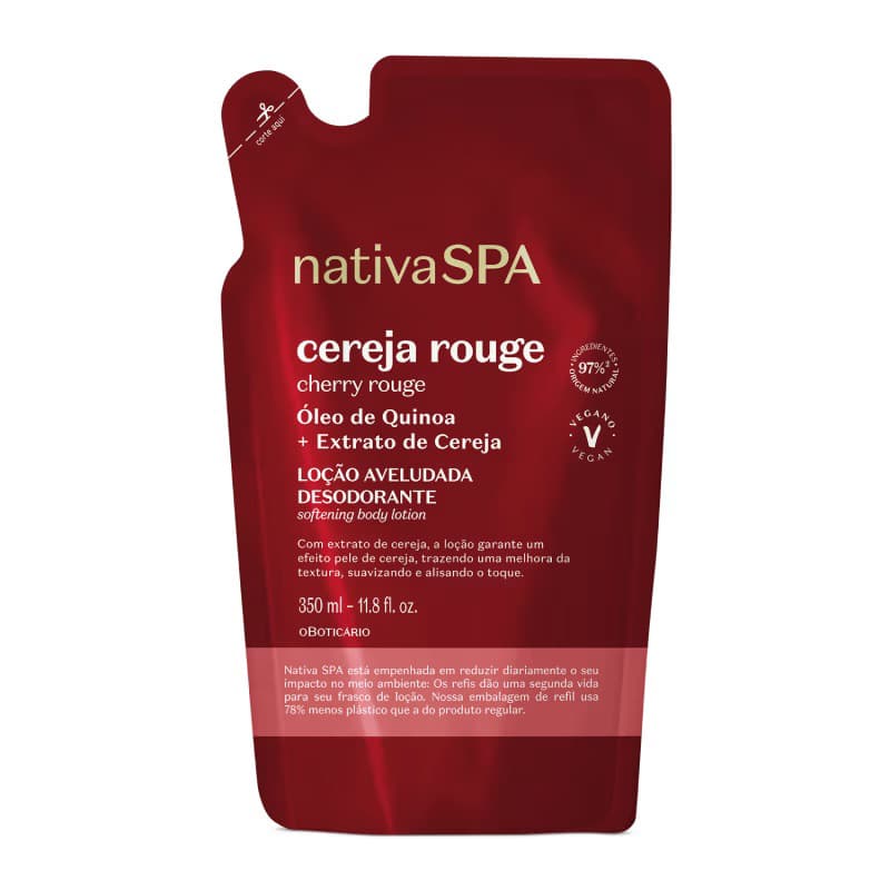 Refil Loção Aveludada Desodorante Corporal Nativa Spa Cereja Rouge 350ml - VAL 07/28