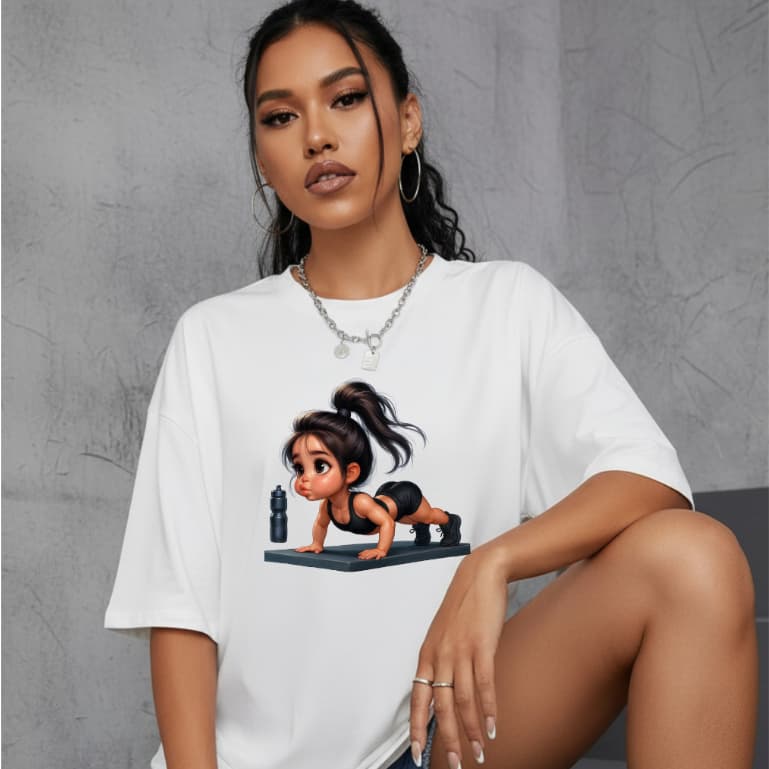 Camiseta Feminina Treino Academia Foco Mulher 100% Algodão