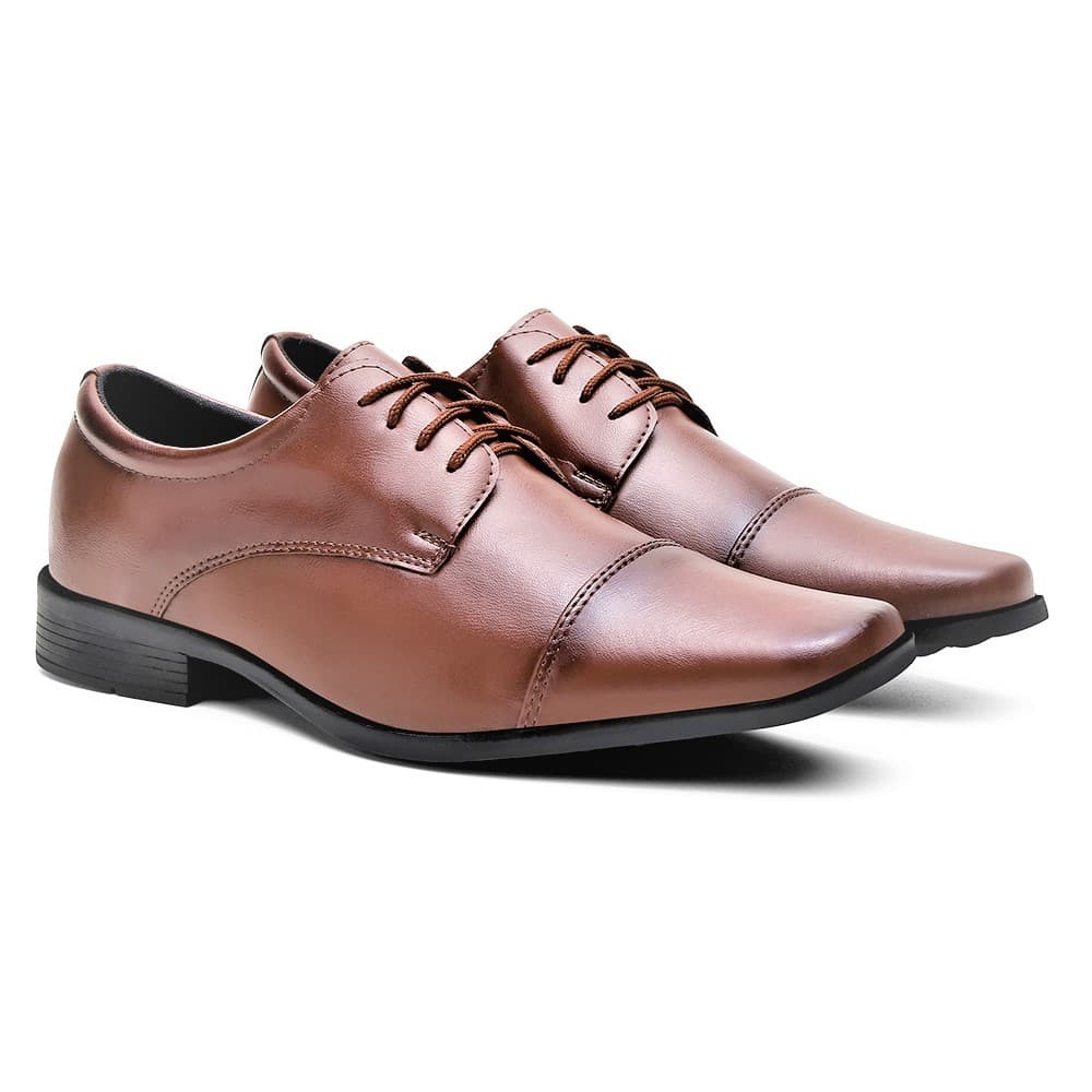 Sapato Social Masculino de Couro Ecológico, com cadarço, nas cores Preta e Marrom Café, Sapato Elegante e Confortável