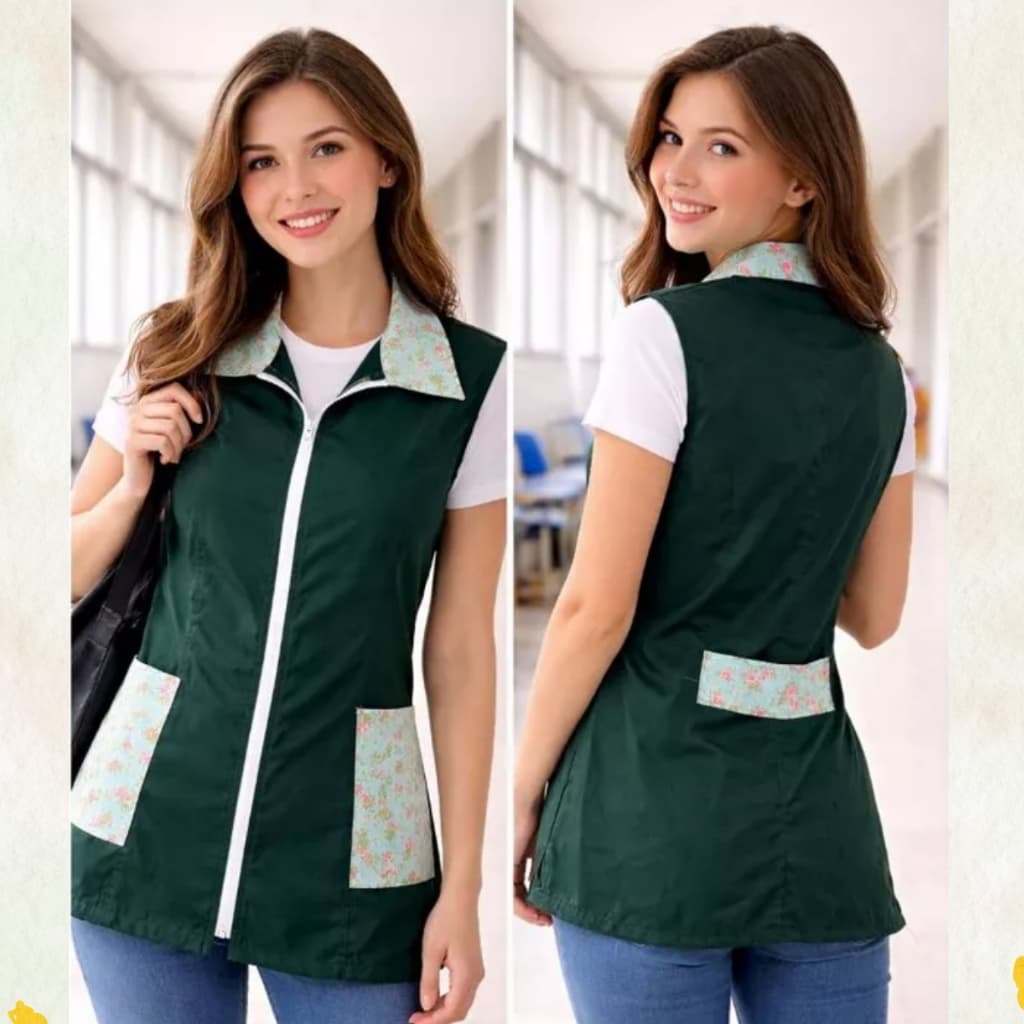 Jaleco Uniforme Cozinha Professora Manicure Feminino Colete Pronta entrega