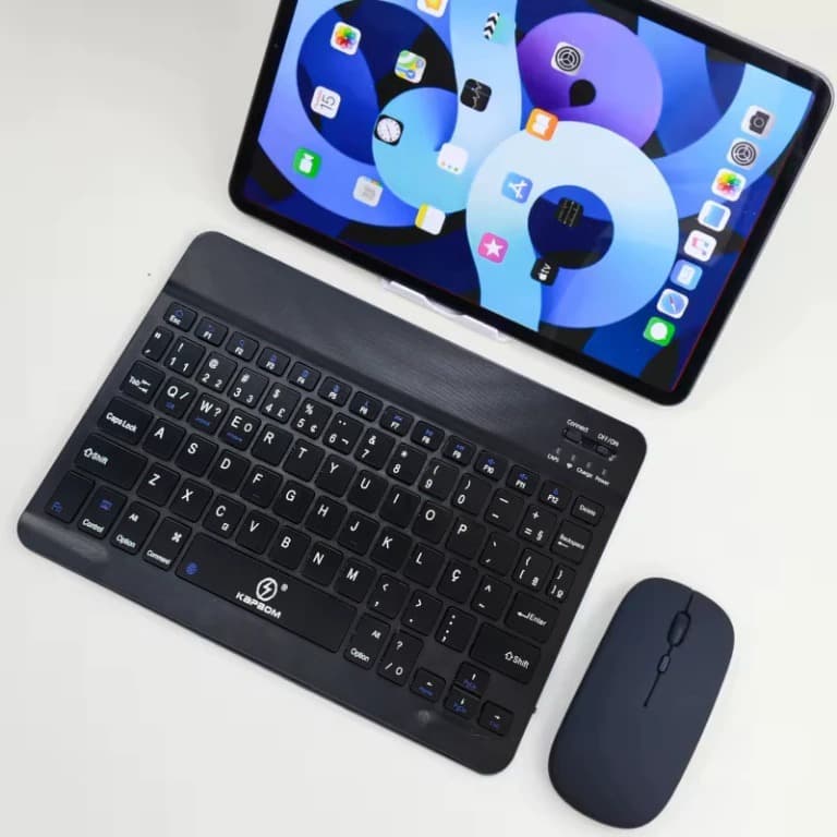 Teclado Bluetooth Portátil KA-690 com Touchpad Integrado e Conexão Bluetooth