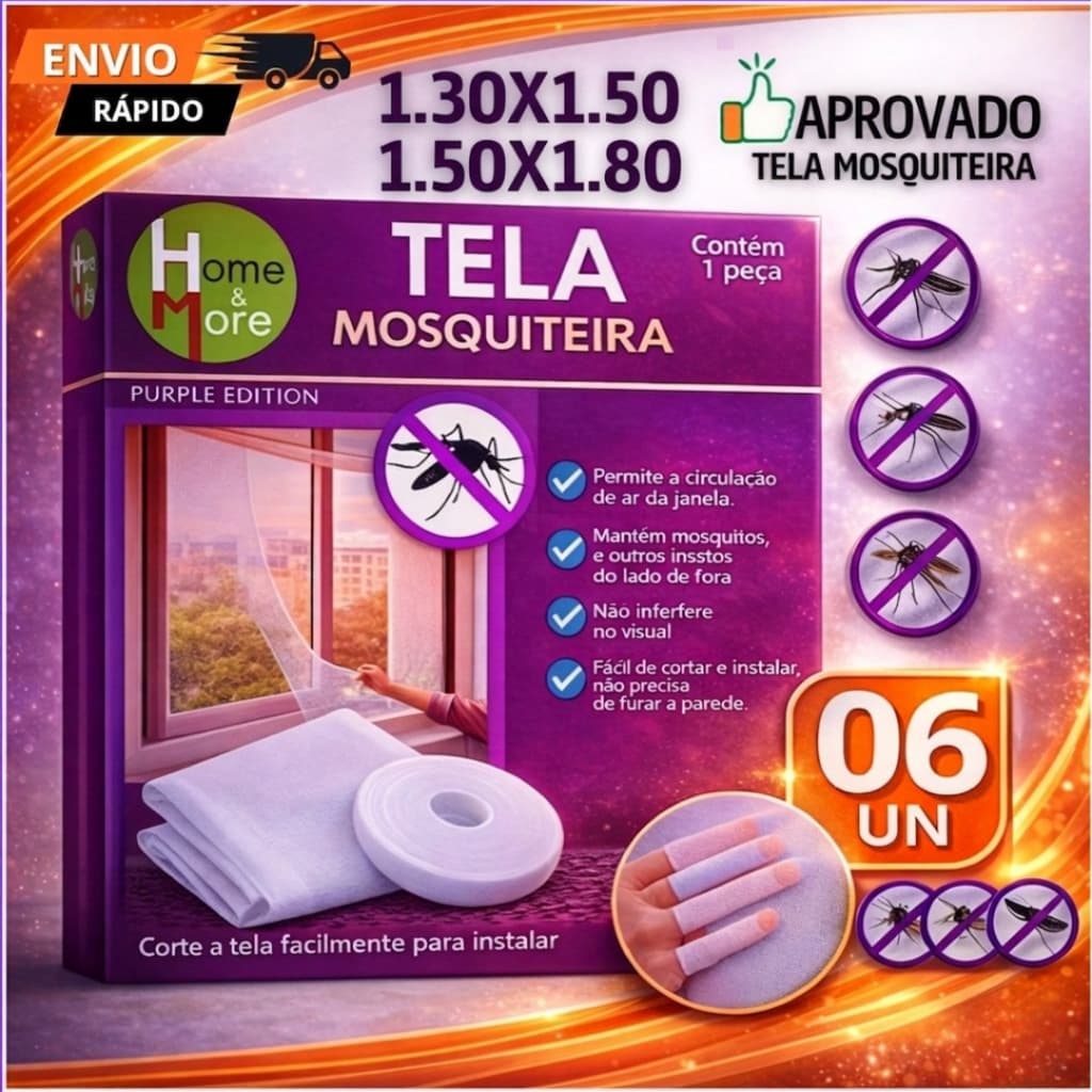 Jogo 6/5/4/2/ Telas Mosquiteiro Para Janela Eficaz Contra Insetos 130x150 E 150x180 Com Velcro Adesivo Mosquitos