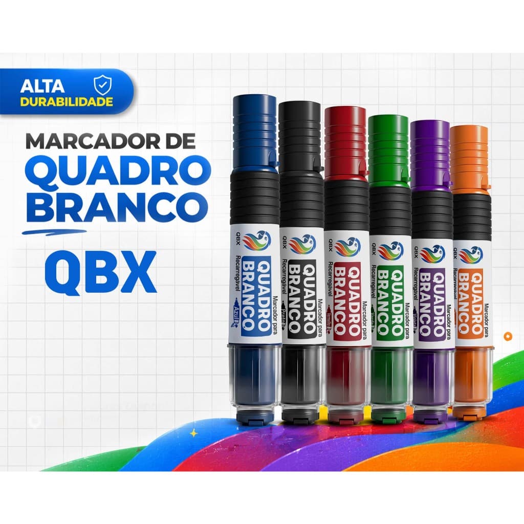 Marcador de Quadro Branco QBX Recarregável com Pegada Macia