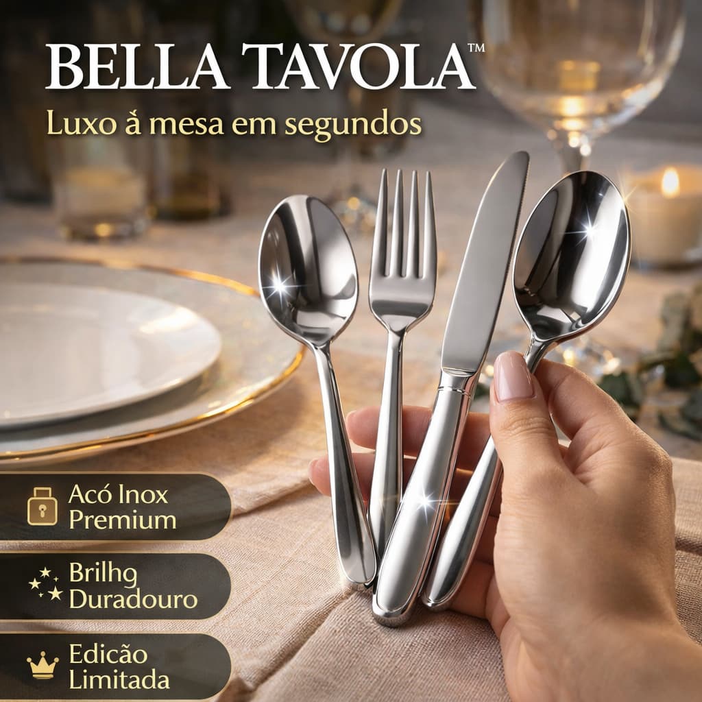 Conjunto Talheres 24 Pecas Aco Inox Alta Durabilidade Design Moderno Bella Tavola