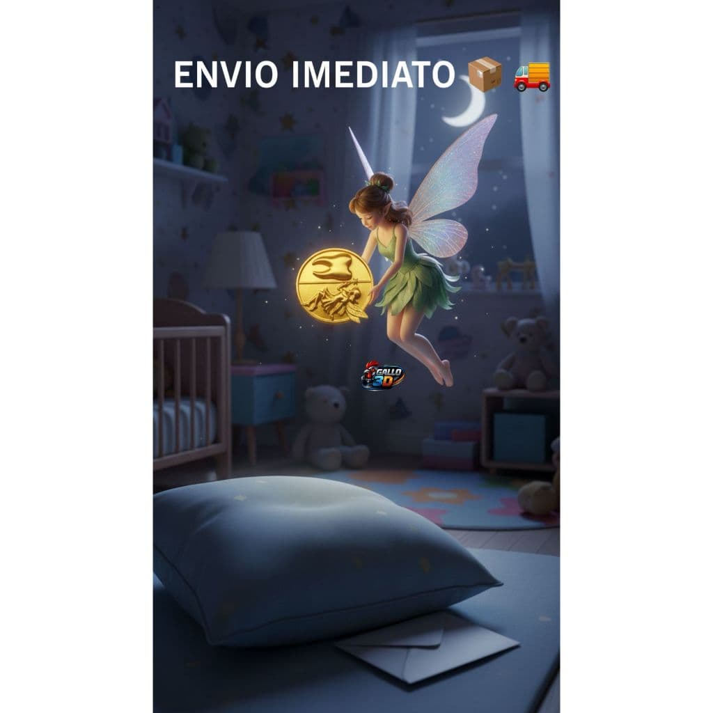 Moeda Fada do Dente Dourada | Moedinha Mágica Infantil | Lembrancinha Criativa para Crianças Fada do Dente Esmeralda