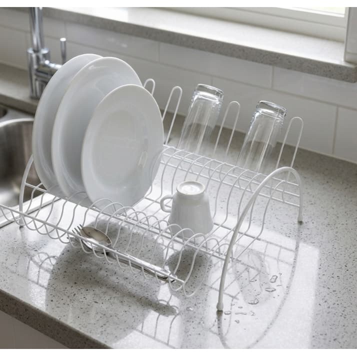 Escorredor de Louça Aço 15 Pratos e 6 Copos Porta Talher Grande Organizador Cozinha Branco