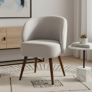 Poltrona Para Sala de Estar Recepção Estofada Celine Pé Palito Tecido Boucle Retro