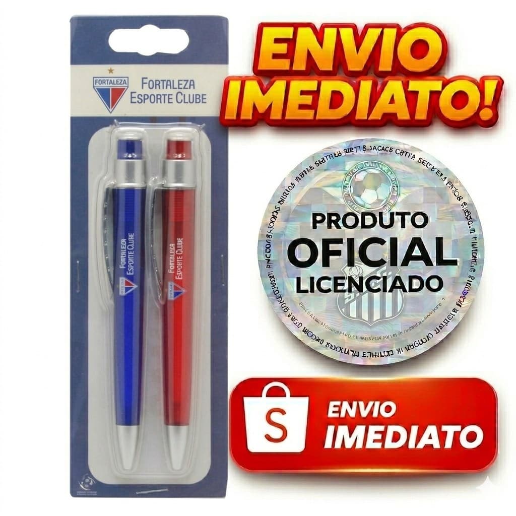 Kit 2 Canetas Fortaleza Oficial Original Presente Torcedor Futebol Clube Material Caneta Escolar