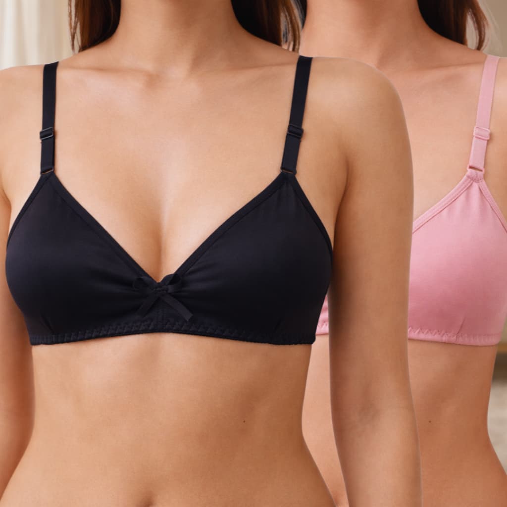 Kit 2 Sutiã Feminino Sem Bojo Dia a Dia Soutien Luxo Alça Regulável Tecido Duplo Confortável