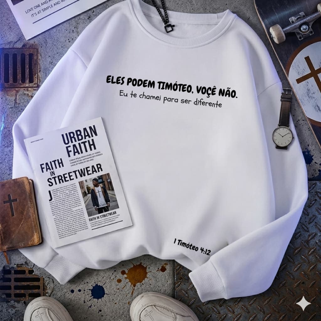 Moletom Masculino Feminino Blusa de Frio Casaco de Inverno suéter Cristã Gospel blusão gola branco estampado