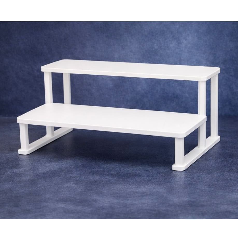 Organizador de Perfumes 2 Níveis Branco Perolizado em Plástico Resistente 23x16cm para Bancada e Penteadeira