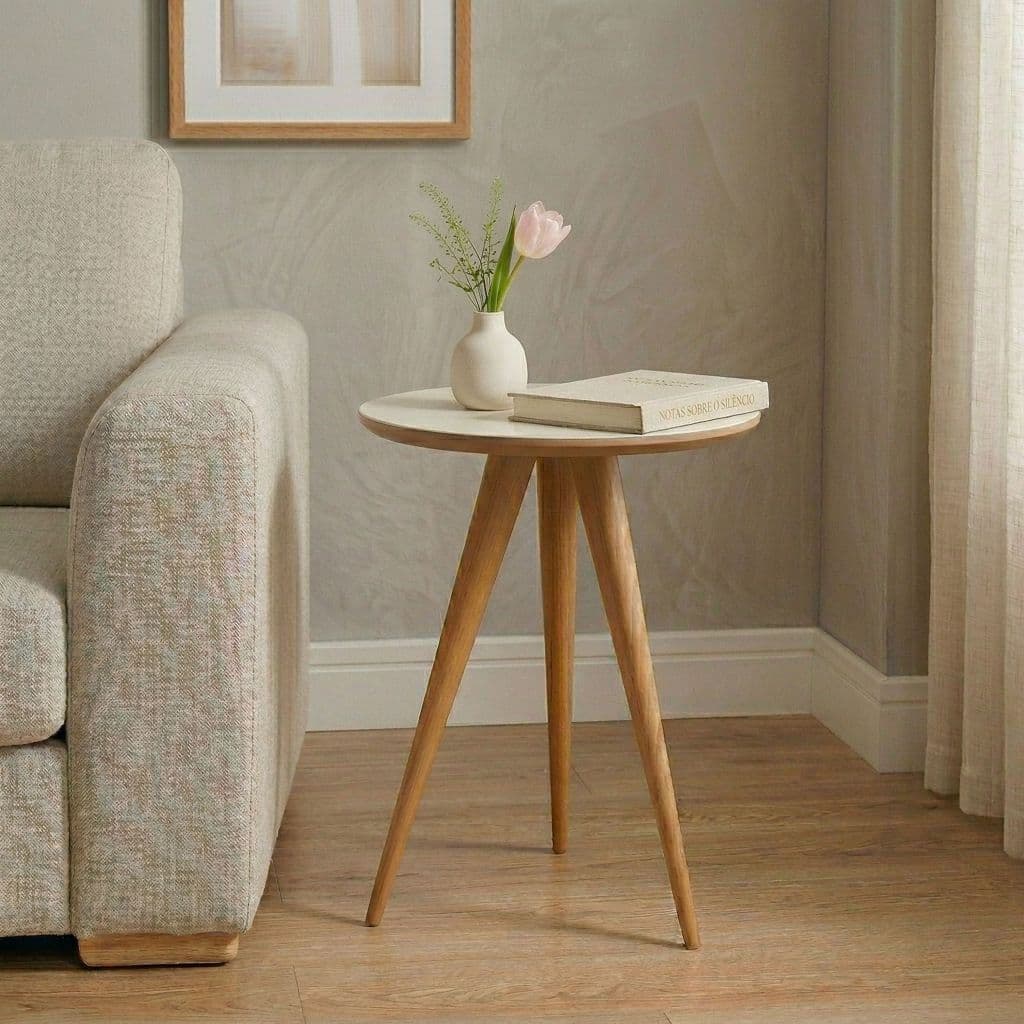 Mesinha de Canto Sala Apoio Sofa Baixa Pés Palito Madeira
