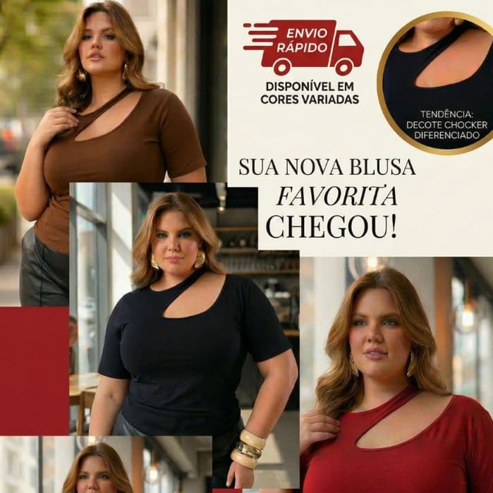 Blusa Feminina Plus Size Casual Elegante Confortável Curve Comfy Sofisticada Blusinha Fresquinha