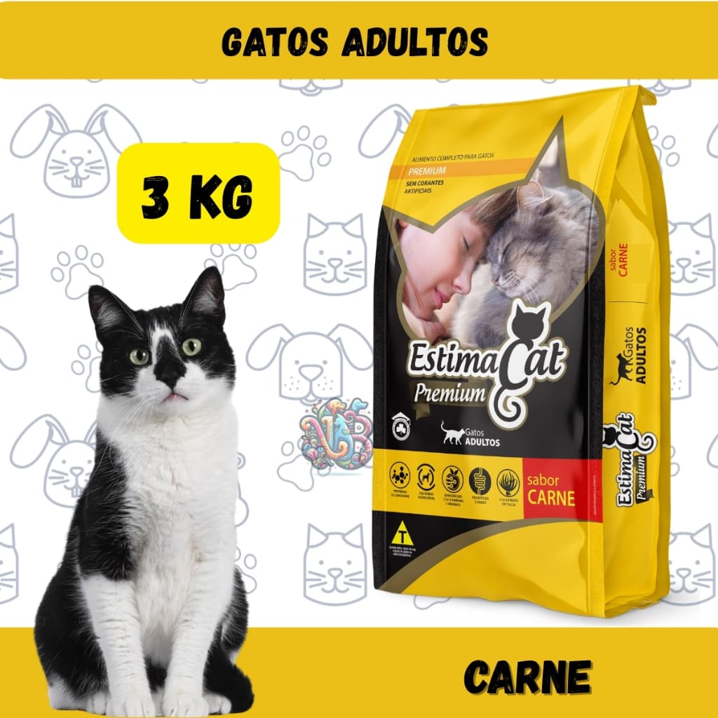 Ração Gatos Adultos Carne  EstimaCat 3kg
