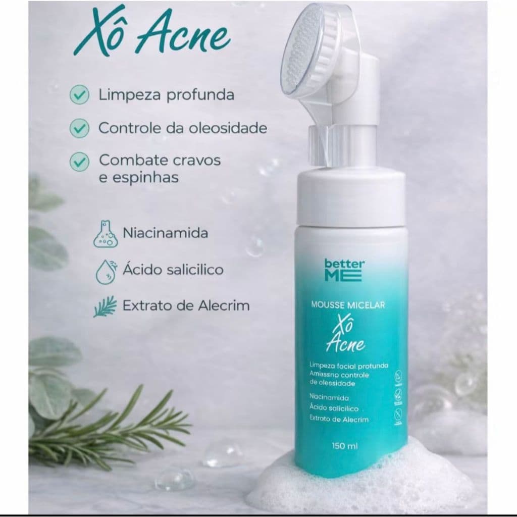 Mousse Micelar de Limpeza Facial Xô Acne 150ml - Better Me