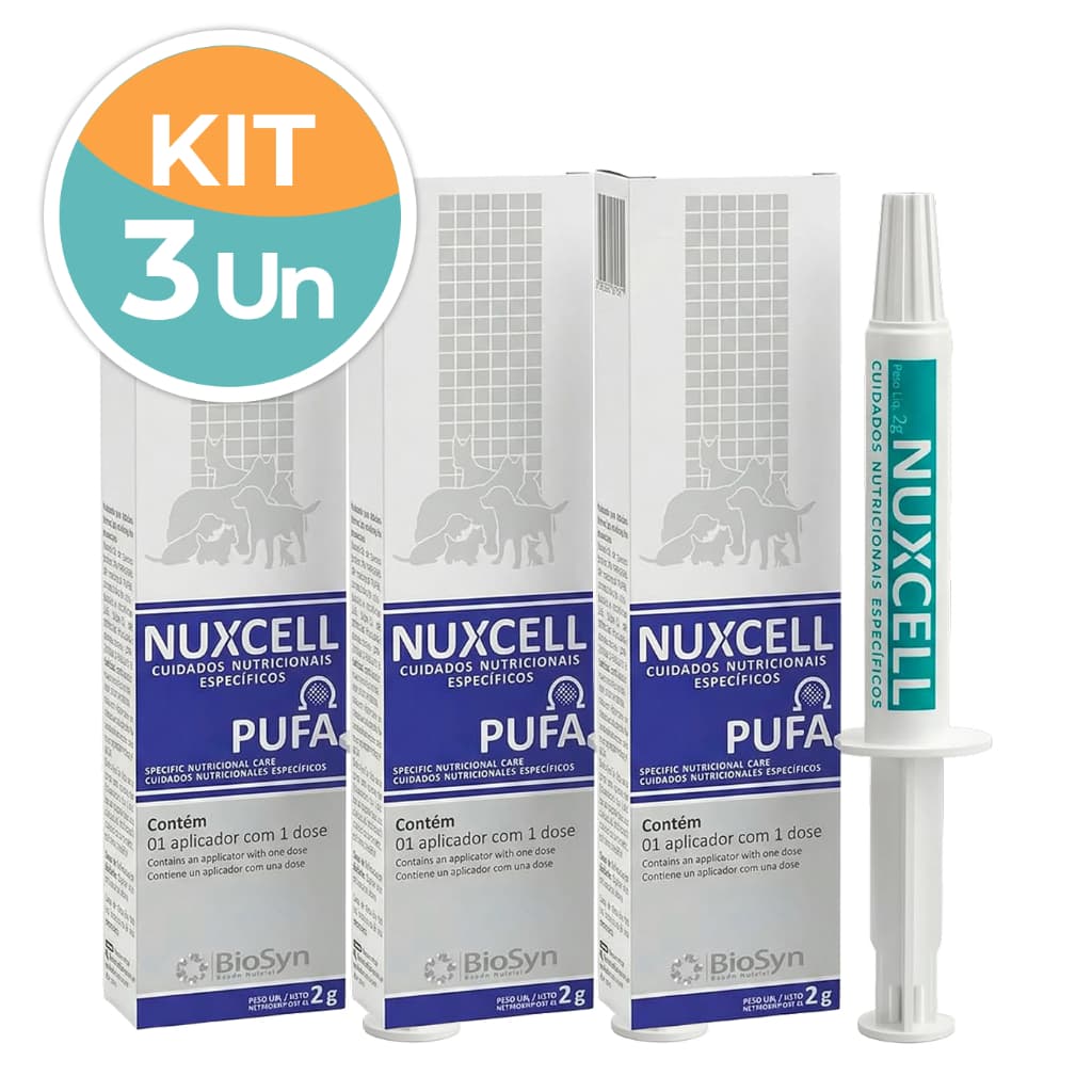 Kit 3 Nuxcell Pufa Suplemento Vitamínico para cães Biosyn 2g