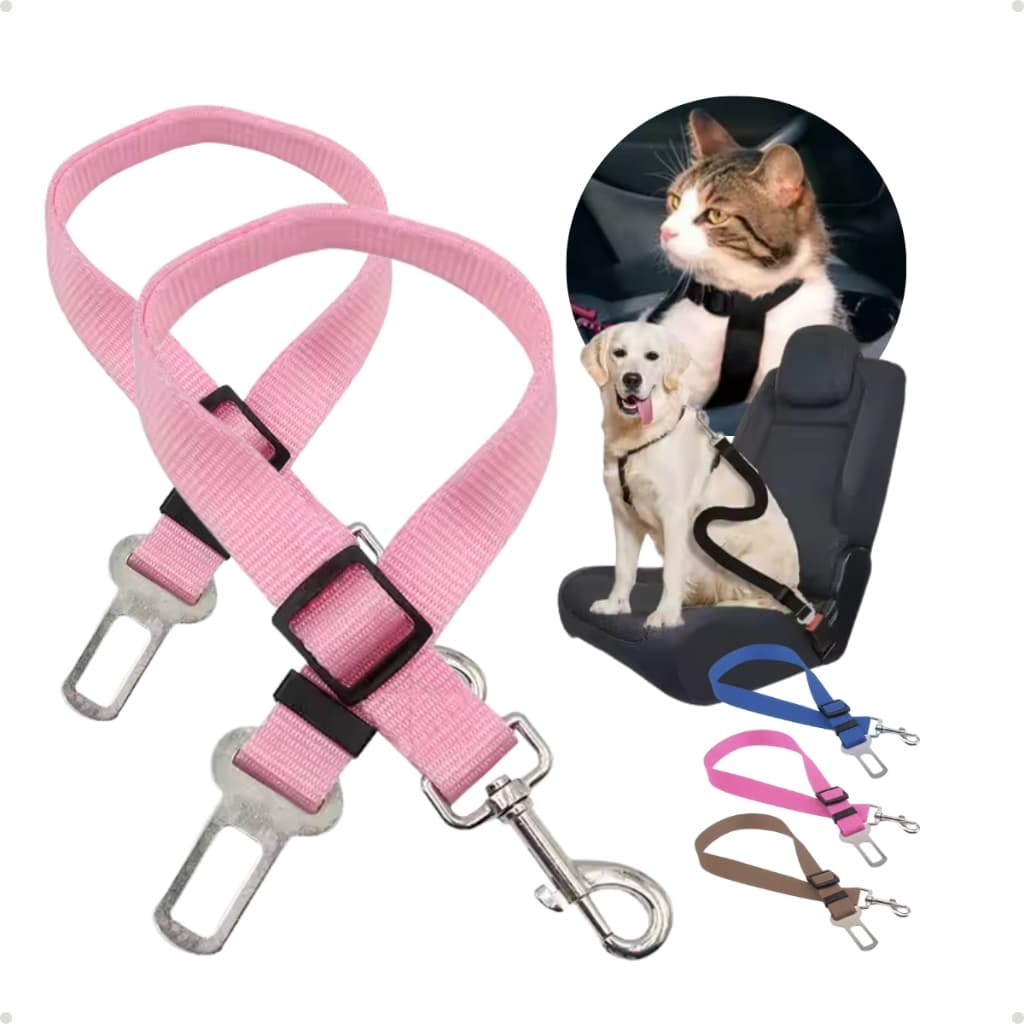 Kit 2 Cintos de Segurança Pet  Ajustável, Encaixe Universal para Carro  Ideal para Cachorros e Gatos