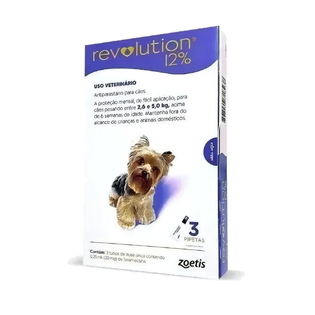 Anti Pulgas Revolution 30 Mg de 2,6 A 5 Kg Com 3 Pipetas