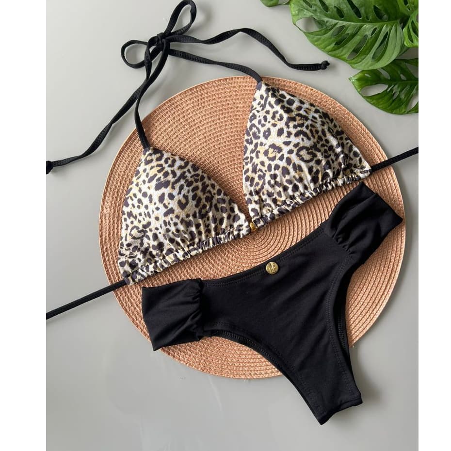 Biquíni Feminino Cintura Alta Modelador | Cortininha Ajustável, Não Marca, Estilo Borboleta