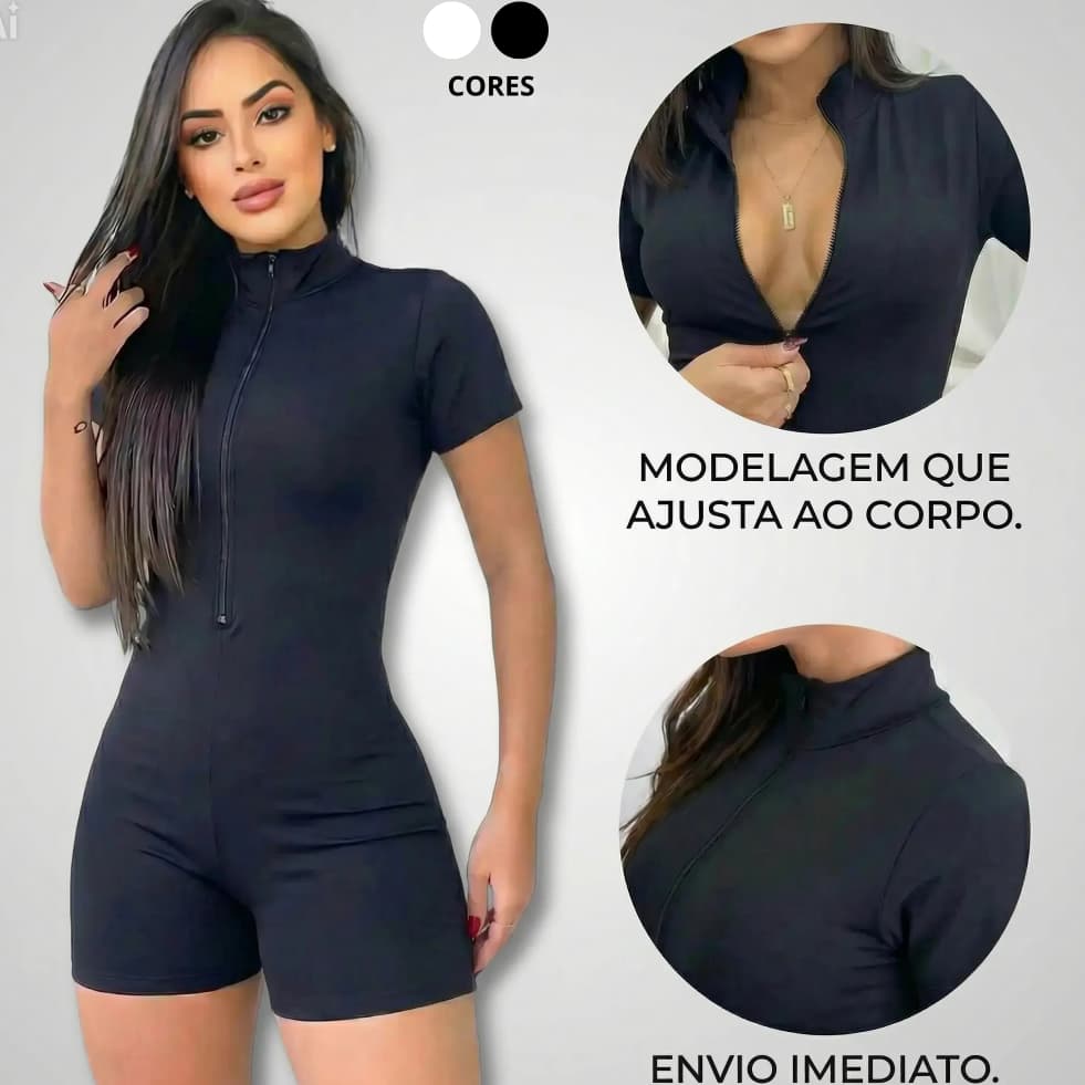 Macaquinho Virgínia Feminino Suplex Premium Moda Gringa Piscina e Esportes com Zíper