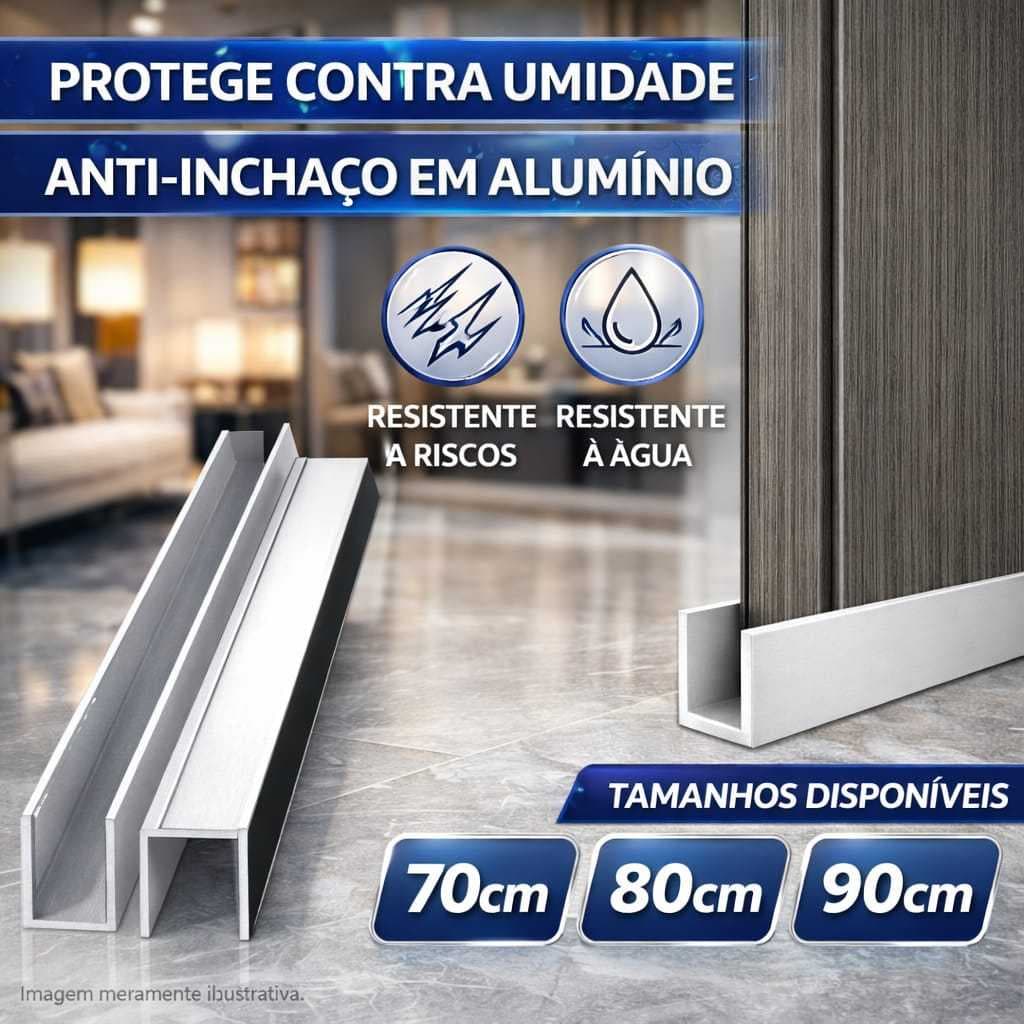 Protetor Porta Alumínio Tipo U Veda Água Umidade Poeira Anti Inchaço Isolante 70cm 80cm 90cm Branco Alta Durabilidade