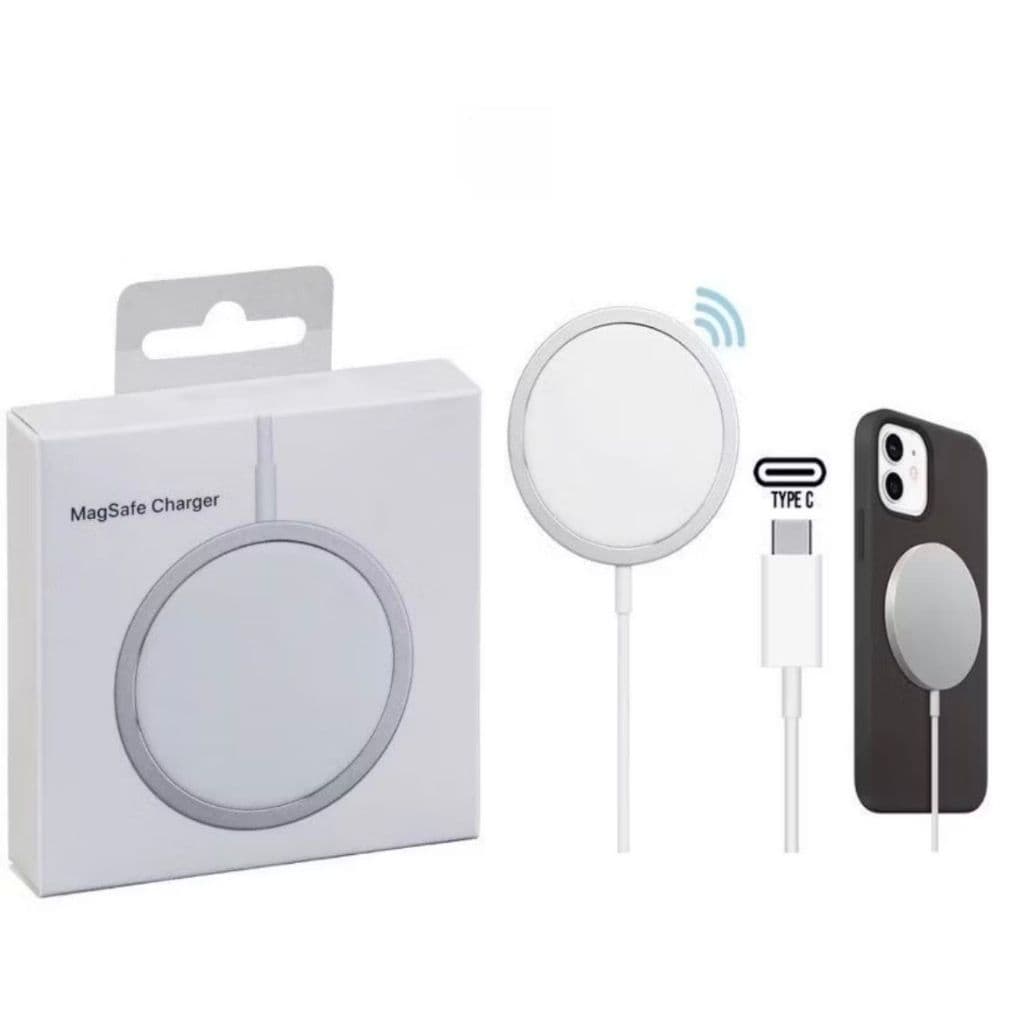 Carregador Sem Fio 15w Para iPhone Magnético Magsafe Tipo C De Carregamento Rápido Redondo