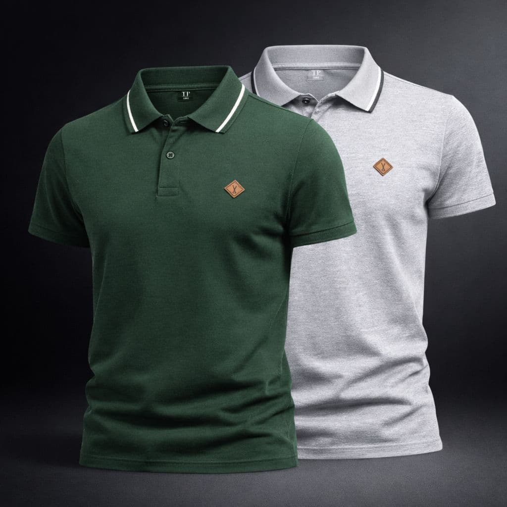KIT 2 POLO MASCULINA BÁSICA PREMIUM ALGODÃO CASUAL CONFORTAVÉL VARIAS CORES MASCULINO