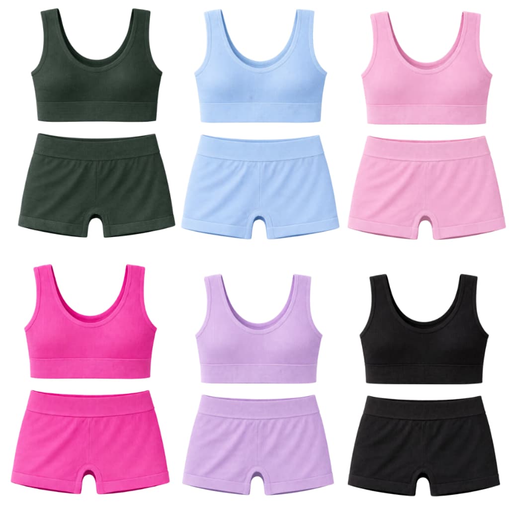 Kit com 2, 6 ou 10 Peças - Conjunto Roupa Fitness Infantil Juvenil Top E Short