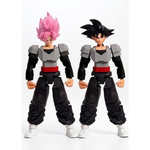 Boneco Goku Black e Goku Black Super Saiyajin Rose Articulado Dummy Geek – Inspirado em Dragon Ball