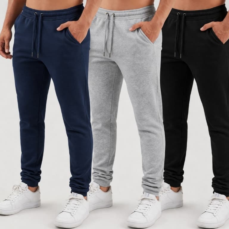 Calça Moletom Masculina Adulto Kit 3 Peças Jogger Confortável Flanelado Inverno Moleton Peluciado