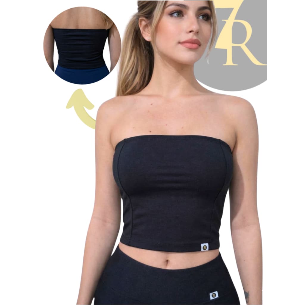 Top Tube Cropped - Faixa Tomara que Caia Feminino Zero Transparência Modelador Academia Moda Fitness