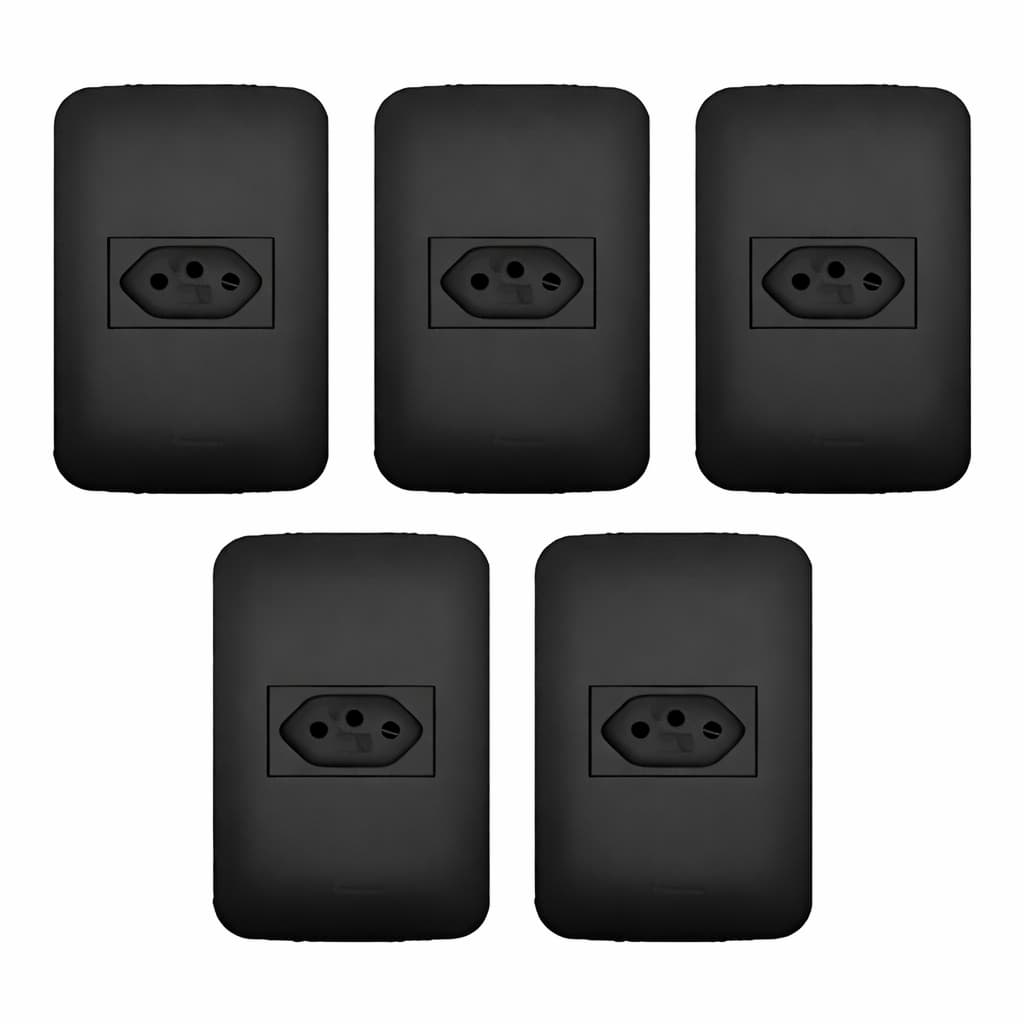 Tomada Simples 10A ou 20A - Romazi Canoa Black